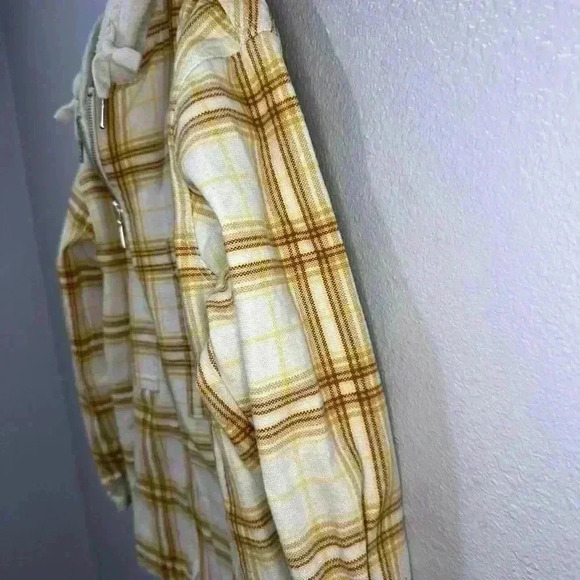 Urban Outfitters Vera Yellow Plaid Twill Hooded Full Zip Jacket Size XS - Picture 6 of 15